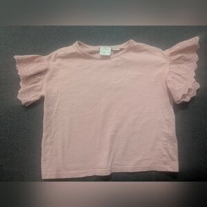 Zara Light Pink Kids Tee with Eyelet Sleeves